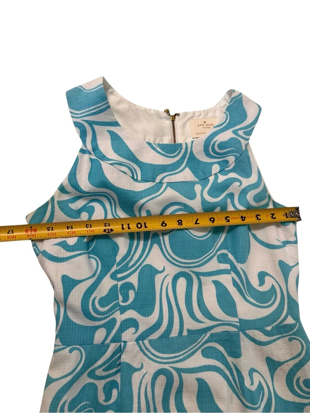 Kate Spade Women’s Blue White Abstract Print Sleeveless Sheath Shift Dress Sz 6